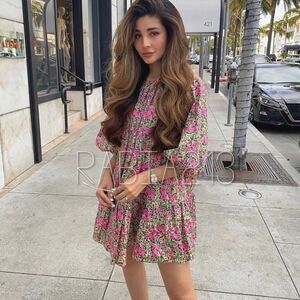 LAST 1!🔥ZARA PUFF SHOULDER PRINT DRESS